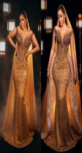 

dubai luxury mermaid evening dress beading crystals detachable train women039s prom dresses formal guest vestido de novia8561048, Black;red