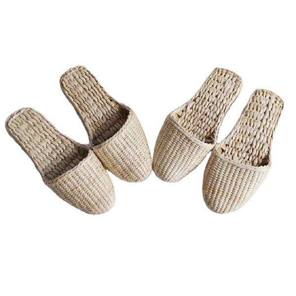 

sandals jarycorn big size 34 flat slip on straw women's shoes beach slippers summer lady retro casual slides 230704, Black