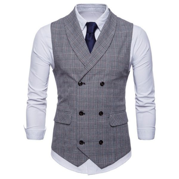

men's vests business plaid suit vest fashionable brand slimfit fashion doublebreasted for men 230705, Black;white