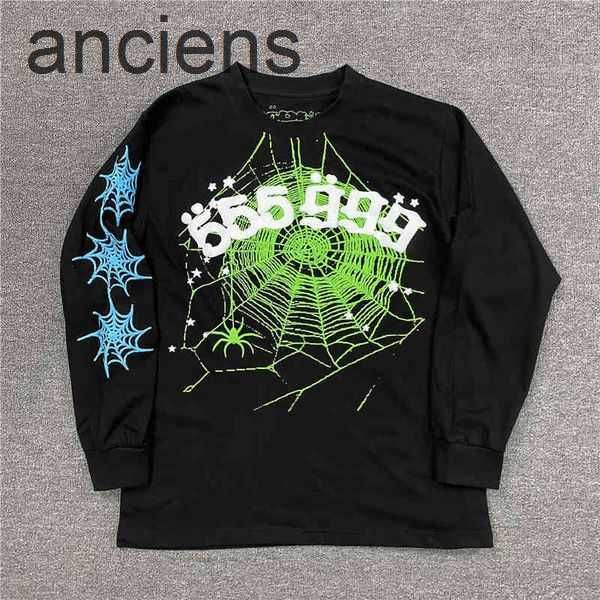 

mens hoodies sweatshirts spider 2022 white young thug spider hoodie men women 3d web foam print sp5der music album loose hooded 555555 sweat, Black