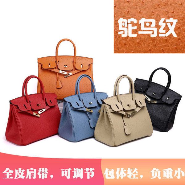 

ostrich leather genuine h ermess birkins bags pattern women's cowhide fashion trend straddle shoulderbk 25/30 qqyi1l