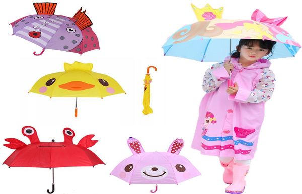 

29 styles rain gear lovely cartoon animal design umbrella for kids children 3d ears accessories 60cm m10481851959, Red;brown