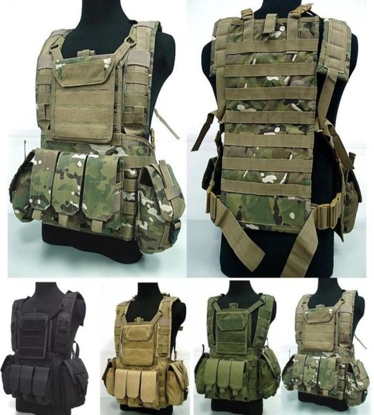 

usmc hunting jackets tactical combat molle rrv chest rig paintball harness airsoft vest w canteen hydration rifle mag pouch multi6043351, Camo;black