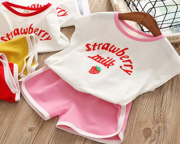 

summer girls sport suits 2020 new cotton casual kids clothes for girl white tshirt shorts 2pcs children clothing set tracksuits8770912