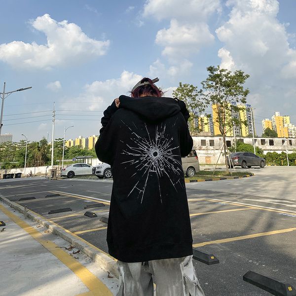 

mens hoodies sweatshirts autumn men dark harajuku hoodies hole print street style oversized sweatshirt gothic pattern couples plus size 230, Black