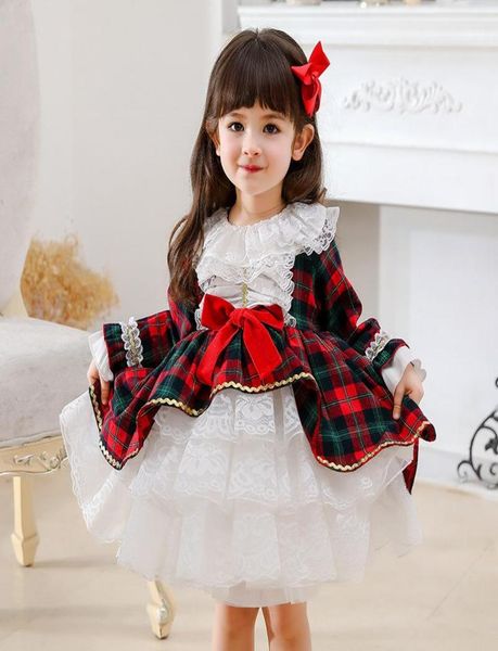 

girl039s dresses 2y origin girls party infant lolita spanish court style baby lace plaid layered drees children039s princess3608853, Red;yellow