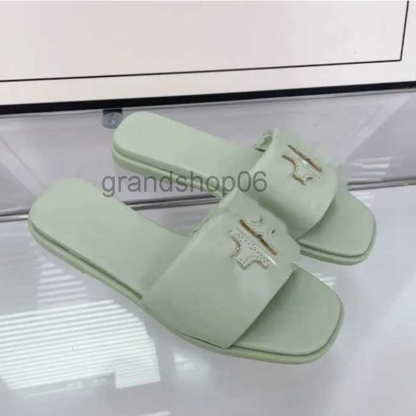 

2023 fashion sandals genuine leather h women slippers summer luxury flat slides ladies beach sandal party wedding oran slipper, Black