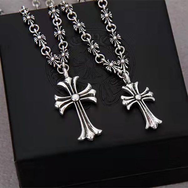 

retro style antique silver cross chain pendant necklace for lovers gift