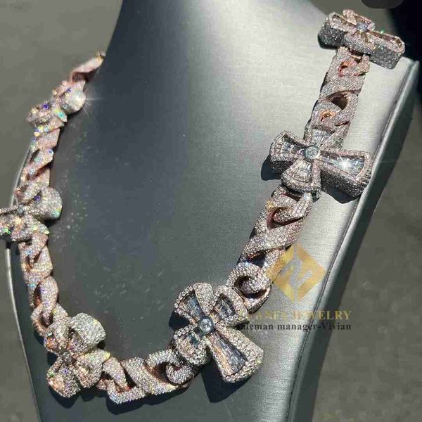 

designer jewelry new design silver 925 fashion luxury custom vvs moissanite hip hop jewelry iced out cross cuban link chain