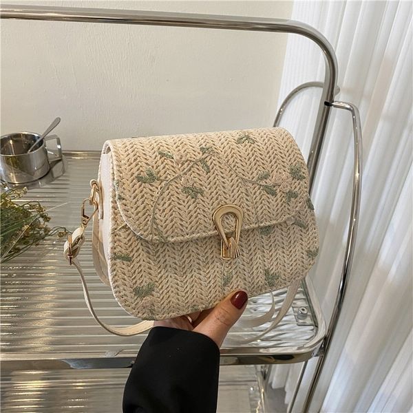 

evening bags fashion lace flower shoulder crossbody bag straw summer beach shopper ladies handmade woven brand designer handbag for girls 23