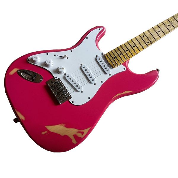 

factory customization left hand pink electric guitar, 21 grade maple fingerboard