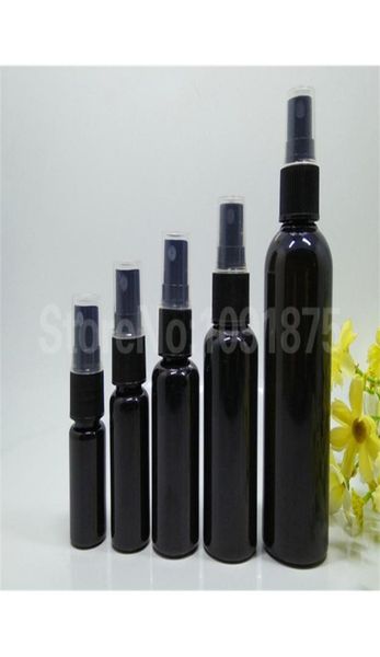 

50 pcs 10ml 20ml 30ml 50ml 100 ml black plastic spray bottles black sprayer perfume cosmetic containers dark color 2010134539629