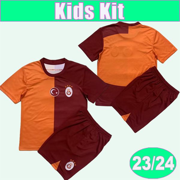 

2023 24 galatasaray boey kids kit soccer jerseys mertens karatas zaniolo kaan ayhan home child suit football shirt uniforms, Black