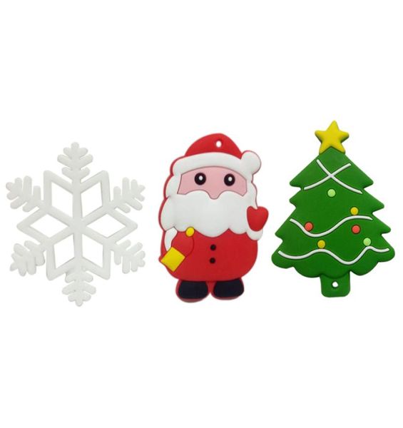 

2020 food grade new natural gel rubber bpa christmas tree santa claus snowflake silicone baby teether toys gift3529966