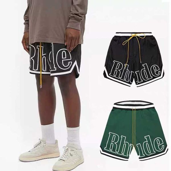 

rhude men breathable beach designer shorts men women casual mesh track breathable oversize rhude shorts waist drawstring shorts, White;black