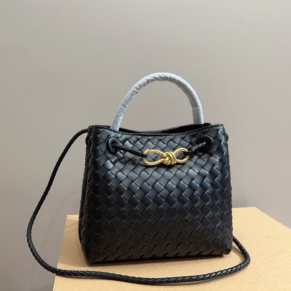 

5a brand designer crossbody bag fashion andiamo woven bag luxury cowhide woven bucket bag single shoulder bag hollow out handbag commuter ba