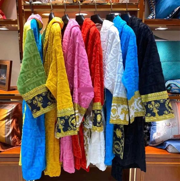 

men's sleepwear mens womens home robes shawl collar cotton soft fluffy designer brand luxury vintage bathrobe pajamas lovers breathable