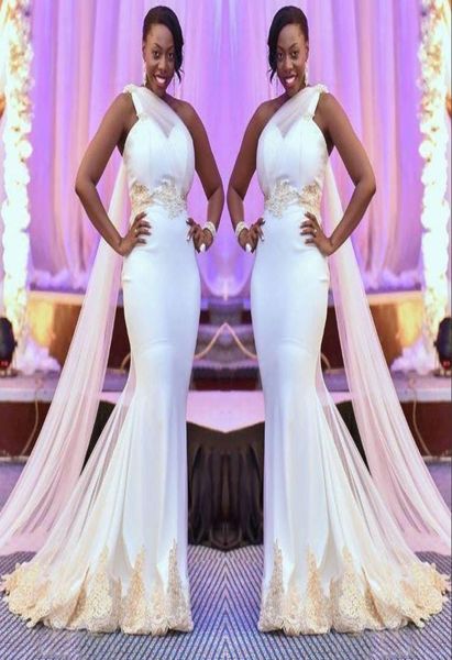 

south african mermaid wedding dresses 2019 new plus size one shoulder bridal gowns champagne lace appliques dubai arabic wedding d1948353, White