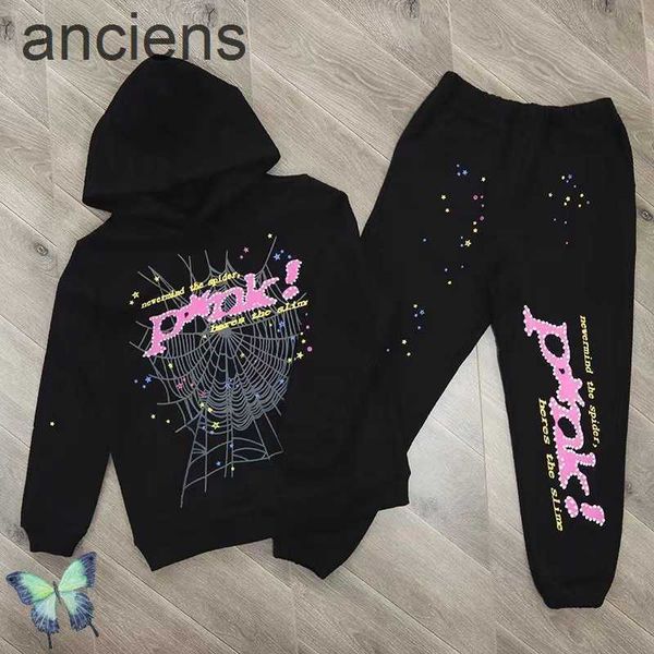 

men's hoodies sweatshirts black brown spider hoodie sweatshirt real p tracksuit web pullovers sp5der 555555 sweatpants set2bz7liyz