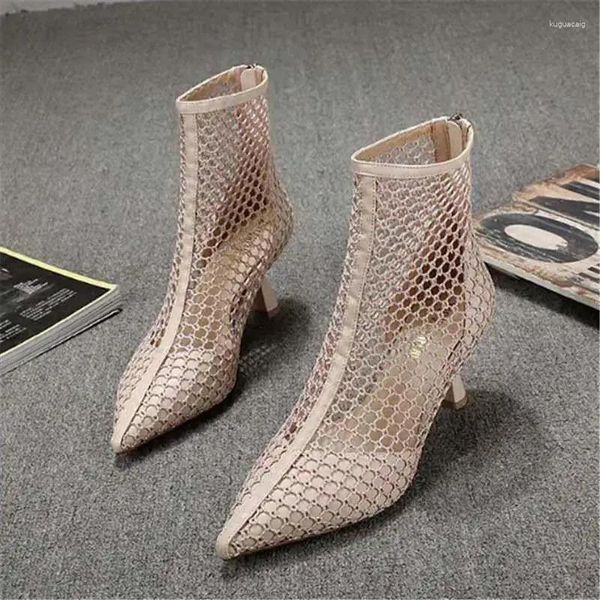 

sandals women shoes soft skin breathable hollow 2023 spring summer pointed stiletto designer heels luxury fashion, Black