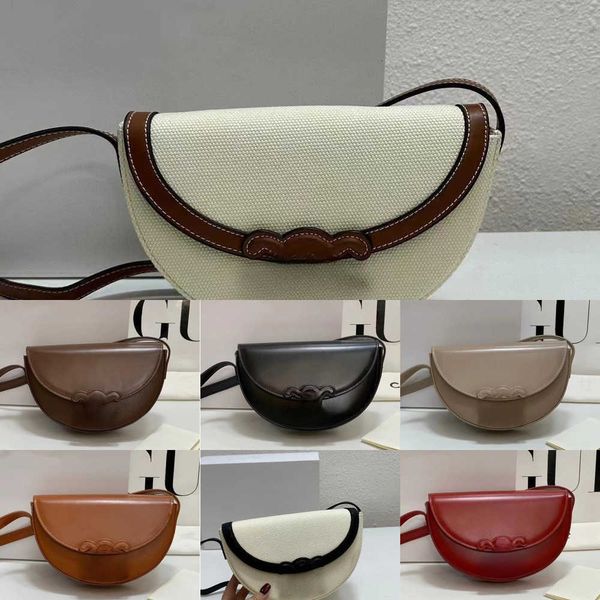 

triumphal saddle bag women's crossbody bag genuine leather canvas moon bag underarm bag premium contrast color women's bag