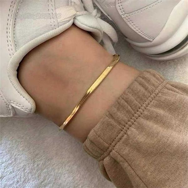 

4mm 18k gold plated flat snake anklets chain link dainty ankle bracelets for women boho cute summer beach anklet adjustable foot jewelry, Red;blue