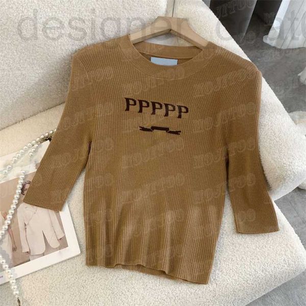 

women's plus size t-shirt designer letters knitted t shirts for women high grade pullover tees designer summer knits shirt f288, Black
