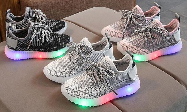 

toddler boy sneakers children baby boys mesh led light luminous running sport sneaker shoes9988577, Black;red