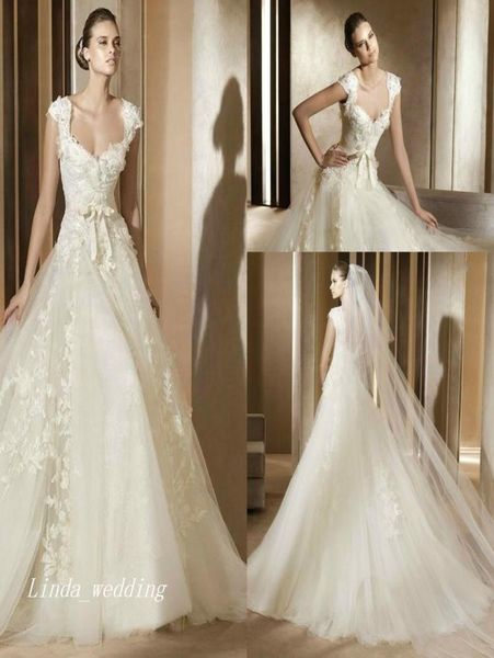 

vintage elie saab ivory wedding dresses beautiful a line tulle applique lace women bridal party gowns3911263, White