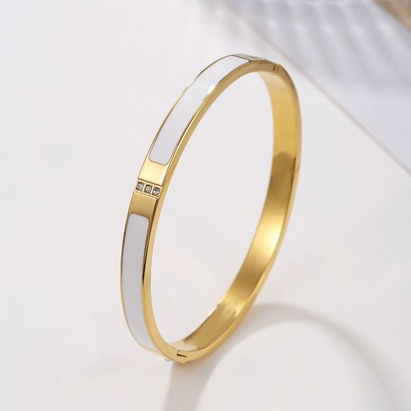 

classic design enameled bangle bracelet luxury titanium steel jewelry for women gift, Black