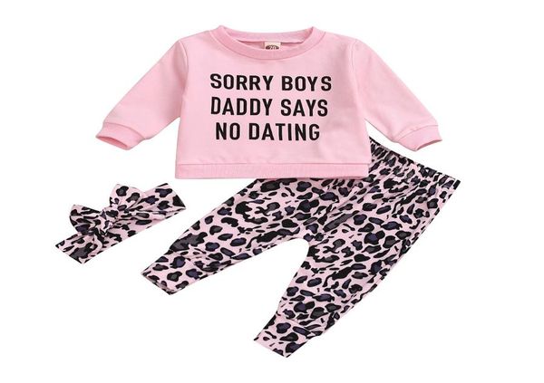 

baby kids pants clothing sets letter printing long sleeve leopard trousers spring autumn girls athletic outdoor apparel 132920828, White