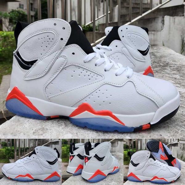 

jumpman 7s 7 white infrared black red basketball shoes sports trainers sneakers size 40-47