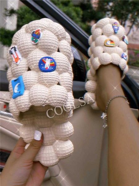 

sandals women summer brand luxurious bubble ball slides fashion garden clogs with charms eva soles funny slippers beach sandals big size 230, Black