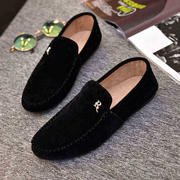 

hbp dres shoe spring summer new men loafer comfortable flat casual shoe breathable slip on soft leather driving moccasin 220723, Black