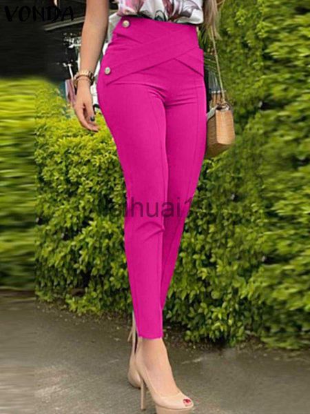 

women's pants capris autumn office pants 2023 vonda women elegant high waist casual trouser buttons zipper party pantn femme ol palazzo, Black;white