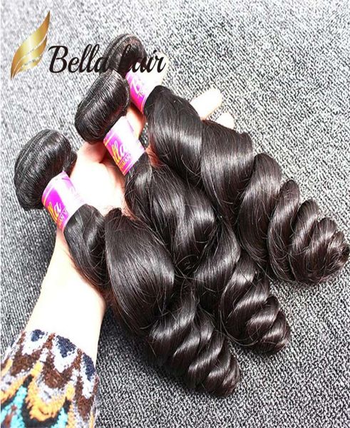 

100 unprocessed malaysian hair weave 3pcslot natural black color human hair weft wavy loose wave bella hair1748622