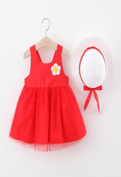 

kids designer clothes girls childrens clothing 20 summer new girls dress baby pure color flower sleeveless vest skirt baby girl su1334653, Red;yellow