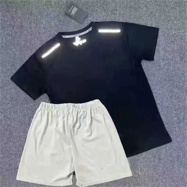

designer mens tech tracksuits tee summer ventilate quick drying shorts t shirt suit sport basketball sportswear set plus m4xl reflective let, Gray