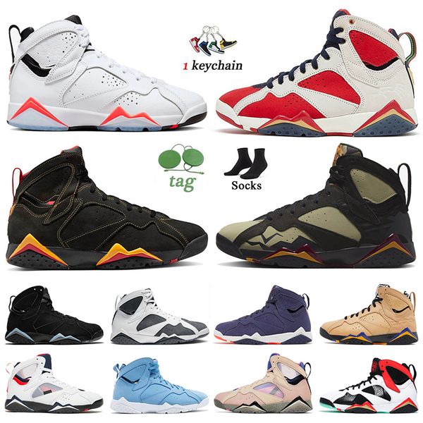 

jumpman 7 basketball shoes 7s men trainers white infrared olive trophy room cardinal pantone j7 sapphire pure money hare patta retros women, Black