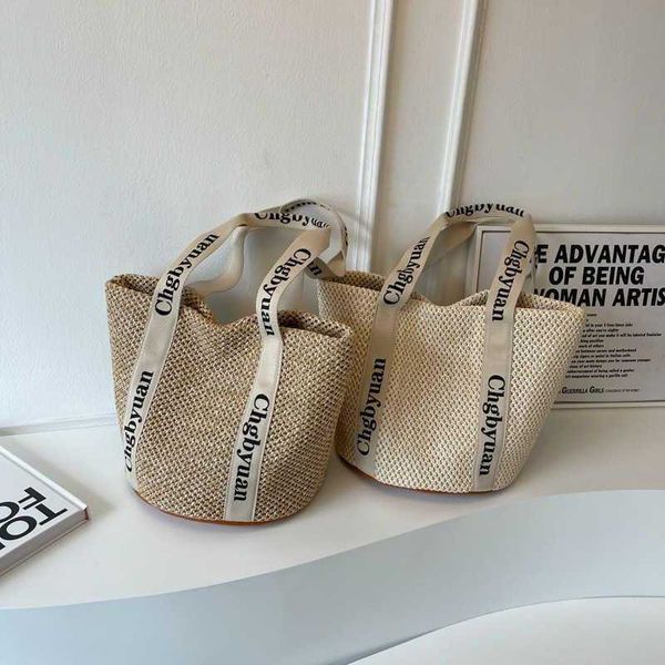 

summer beach bag simple tote bag letter ribbon shoulder bags woven tote bag wallet