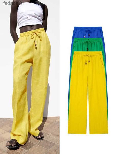 

woman pants 2023 fashion casual straight pants for women high waist linen pajamas style trousers mujer l230621, Black;white
