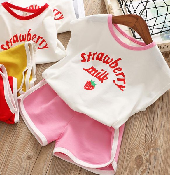 

summer girls sport suits 2020 new cotton casual kids clothes for girl white tshirt shorts 2pcs children clothing set tracksuits8570822