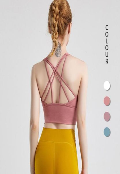 

legging style spaghetti strap shockproof running push up sports bra female workout vest beautiful back underwired bra yoga bra yog2484578, White;red