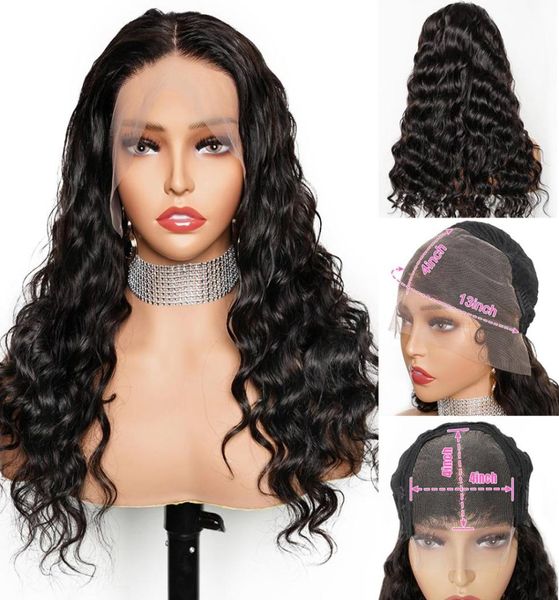 

1228 inch loose deep wave lace front wig for women brazilian virgin human hair long 13x4 hd transparent lace frontal wig prepluc5154322, Black;brown