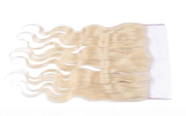 

613 blonde virgin brazilian hair 13x4 ear to ear full lace frontals with baby hair bleach blonde body wave wavy lace frontal clos2332393, Black;brown