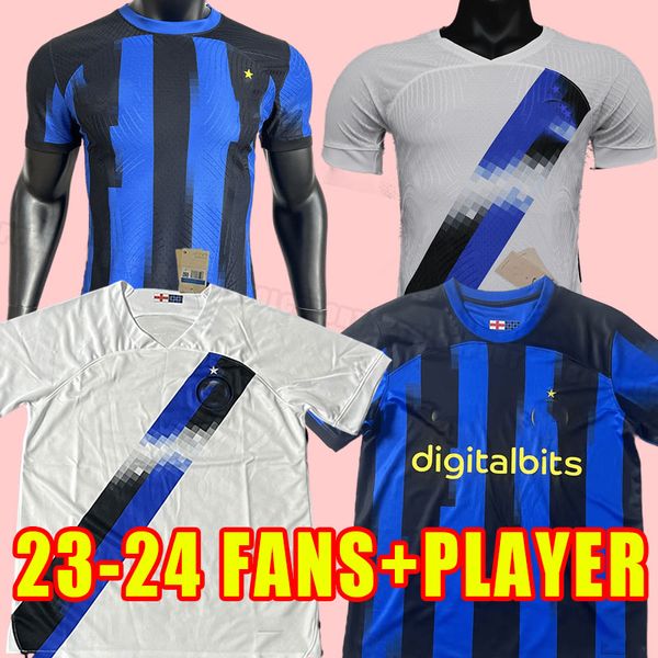 

fans player version inter lukaku soccer jerseys 23 24 barella vidal lautaro eriksen alexis dzeko correa uniforms football shirts 2023 2024 m, Black;yellow