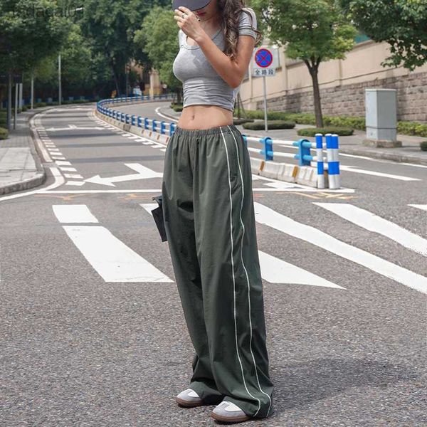 

women side stripes jogger with drawstring cuffs l230621, Black;white