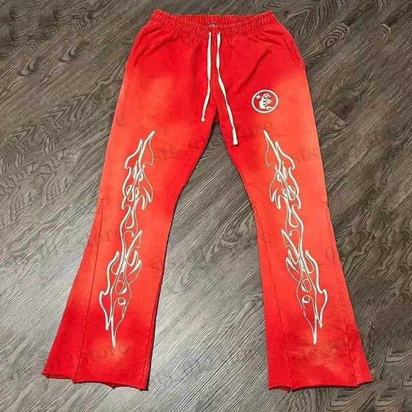 

men's jeans pants american vintage red hellstar sweatpants 2023 new wool loop men women couple loose bell bottoms casual t230705, Blue