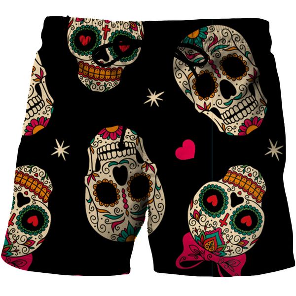 

men's shorts wuiliy men's skull graphic beach shorts 3d pattern dark cranium boardshorts menwomen skeleton la hip hop short pants, White;black