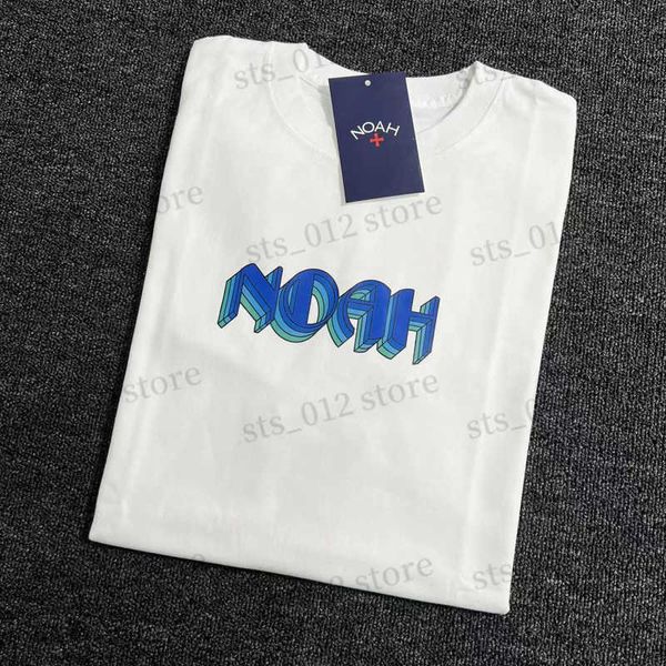

men's t-shirts 2023 blue fringe print noah t shirt men women streetwear white t-shirt cotton short sleeve tees t230705, White;black